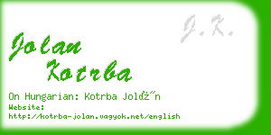 jolan kotrba business card